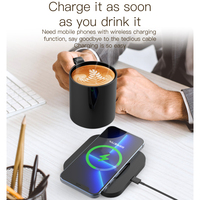 Chauffe-tasse électrique 2-en-1 en plastique 15W avec chargeur sans fil et charge rapide Type-C QC3.0, coffret cadeau portable et créatif