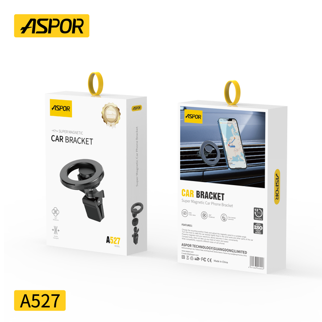 ASPOR Wireless Magnetic Car Phone Holder 360 Degree Rotation Flexible Plastic+Silicone Material Wireless Charging Adjustable