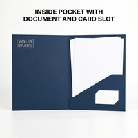 Carpeta de Negocios Azul Marino, Carpeta Corporativa con Logotipo Personalizado, Portadocumentos Profesional de Doble Pliegue, Papelería de Alta Gama