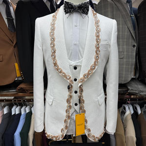 Traje de Esmoquin de 3 Piezas de Alta Calidad para Hombre Importado de Italia, de Botonadura Sencilla, Formal para Cena y Boda con Cierre de Cremallera, Tallas Grandes - Product Image 1