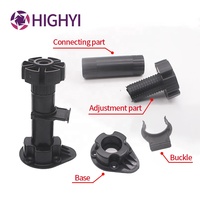 HIGHYI pieds de lit niveleur produits matériels pieds de canapé en plastique pour meubles pieds de nivellement robustes pieds d'armoire réglables