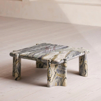 Table basse de luxe minimaliste en marbre naturel à veines uniques, forme libre et irrégulière, pour salon de villa, meuble d'appoint