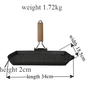 Padella Grill Esagonale in <span class=keywords><strong>Ghisa</strong></span> Pretrattata con Manico in Legno Rilevabile e Beccuccio per Scarico Grasso - Product Image 4