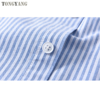 TONGYANG rayé 100% coton chemise hommes été revers Blouses à manches courtes chemises de base pour hommes décontracté col rabattu hauts