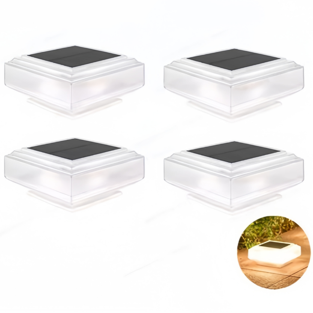 Outdoor Solar LED Small Portable Gate Fence Lamp Square Pillar Head IP65 Waterproof Rechargeable White Wireless Control Garden