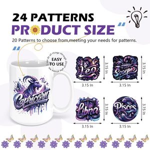 Autocollants 3D UV étanches pour transfert thermique sur tasses, gobelets et verres – Signes du zodiaque et horoscopes – Vente en gros - Product Image 4