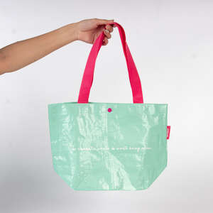 Bolso de mano personalizado OEM/ODM, bolso de compras de nailon reutilizable tejido PP laminado ecológico con logotipo personalizado y color promocional - Product Image 1