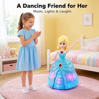 Jouet Fille Dansante avec Musique et Lumières, Roue Omnidirectionnelle à 360°, Son et Lumière, Cadeau Éducatif Précoce pour Enfants