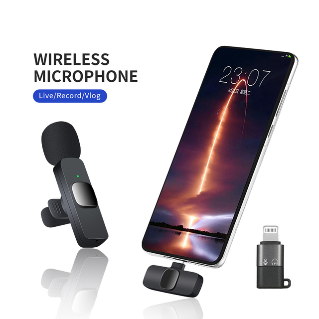 K8 Professional Video Recording Mini Mic Wireless Lavalier Lapel Microphone for YouTube Interview Livestream