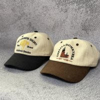 Casquette de baseball sportive à 6 panneaux en chanvre bicolore avec broderie animale, non structurée, légèrement incurvée, à visière fine et souple, style Dad Hat