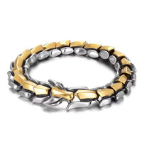 Bracelet pour homme en acier inoxydable, chaîne en os de dragon, ton argenté, style hip-hop, bijou de poignet, cadeau d'anniversaire