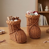 Panier cadeau en rotin tressé imitation fait main pour bottes de neige, vase en rotin, vase à fleurs en osier, pot à fleurs tressé, vase pour fleurs séchées