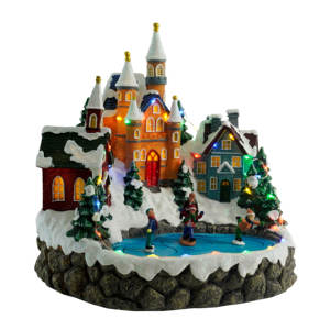Personnalisé Illuminé <span class=keywords><strong>noel</strong></span> haute qualité LED allumé Noël village avec enfants et Père Noël figure - Product Image 4