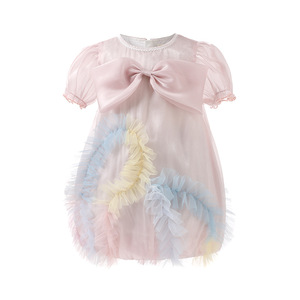Abito da principessa estivo di fascia alta per ragazze di un anno nuovo abito a maglia <span class=keywords><strong>con</strong></span> motivo floreale in stile dolce di classe un anno - Product Image 2