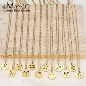 Collar con Colgante de Acero Inoxidable eManco, Chapado en Oro, con los 12 Signos del Zodiaco, Aries, Leo, Joyería del Zodiaco, Envío en 48 Horas, Directo de Fábrica - Product Image 1