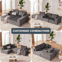 Canapé modulaire confortable en tissu avec dossier en forme de L, rembourrage en mousse à mémoire de forme, pour hôtel d'appartements moderne