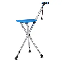 Chaise multifonctionnelle antidérapante et bâton de marche, siège pliant, tabouret, béquille médicale à trois pieds, prix avec lampe