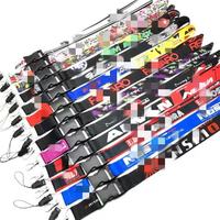 En gros, Porte-cartes en polyester imprimé avec motif voiture JDM modifiée, Lanière de cou en métal pour téléphone portable, Porte-clés souvenir