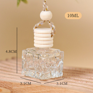 Lüks Şeffaf Cam Araba Parfüm Şişesi Asılı 6ml 10ml Boş Koku Difüzörü Ahşap Kapaklı Araba Dekorasyonu İçin Kolye - Product Image 3