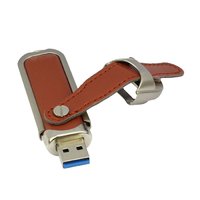 Vente en gros de clé USB 4 Go en métal et cuir avec gravure laser Interface USB 2.0 & 3.0 Clé USB Style PendiDrive sans boîtier