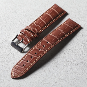 <span class=keywords><strong>Correa</strong></span> de Reloj de Cuero Genuino Hecha a Mano de 20MM con Patrón de Bambú, <span class=keywords><strong>Correa</strong></span> de Reloj de Cuero de Cocodrilo Americano de Primera Calidad para Hombre - Product Image 2