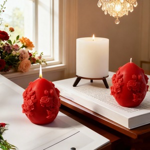 Flower Relief Scented <b>Candle</b> <b>Mold</b> Silicone Customizable Shape For Valentine'S Day Home Decor DIY <b>Candle</b> Making Kits - Product Image 3