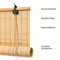 Store enrouleur en bambou naturel, écran filtrant la lumière pour patio et véranda, installation facile