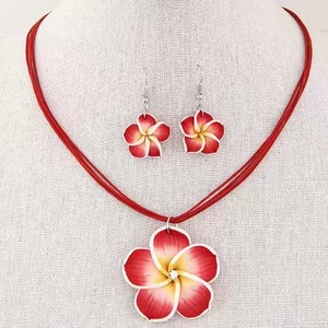 Polinesia nuevo bohemio pendientes colgantes collar conjunto girasol trenzado mujer chica moda hecha a mano suave polímero playa joyería conjunto - Product Image 4