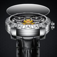 Reloj Mecánico para Hombre Lucky Harvey BEE, Caja de Acero Inoxidable 316L, Espejo de Zafiro, Correa de Cuero Importado, Resistente al Agua 5 Bar, ZLS103