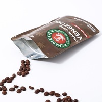 Sachet Doypack personnalisé à haute barrière pour l'emballage de grains de café torréfiés, avec trou de suspension rond