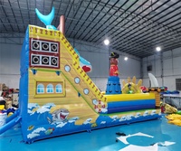 Le plus récent château plein d'entrain gonflable de bâche de PVC de videur de pirate unisexe combiné avec l'expédition de mer de glissière et d'escalade de mer