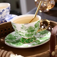 Ensemble tasse et soucoupe à café en céramique portable, motif floral et oiseaux français vintage, capacité 200 ml, pour usage domestique, thé de l'après-midi, personnalisable