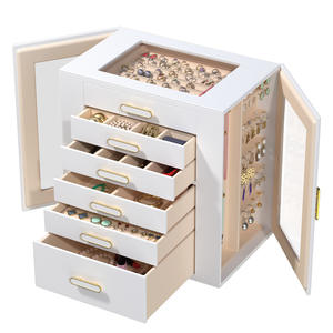 กล่องใส่เครื่องประดับทรงสี่เหลี่ยมผืนผ้า ยี่ห้อ <span class=keywords><strong>JoJo</strong></span> Popular ฝาใส หนังหรูหรา ป้องกันฝุ่น ขนาด 28*<span class=keywords><strong>27</strong></span>*17 ซม. สำหรับจี้ สร้อยข้อมือ ต่างหู แหวน - Product Image 3