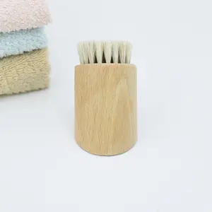 Facial Deep Cleansing Bamboo Wash Brush With Wood Handle Bristal Massage And Paddle Cushioned Face Care Tool