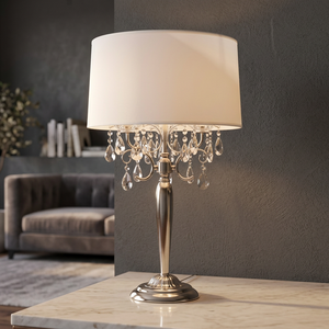 Offre Spéciale bas prix lampes Vendeur lampe en métal couleur blanche à la main perles look attrayant lit côté lampe de table - Product Image 3