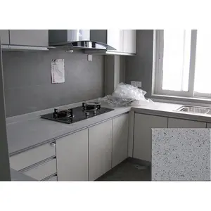 Customized Dining Tables kitchen Counter Tops Crystal Grey Quartz Stone