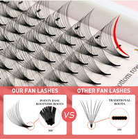 Extensions de cils pré-faites en éventail pour volume, Promade, en soie PBT coréenne naturelle imitation vison, faites à la main, à tige courte