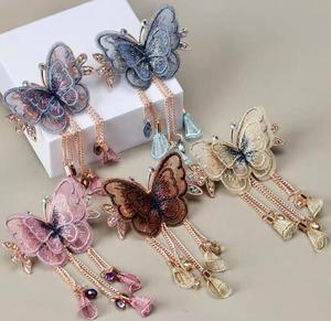 Horquilla de mariposa elegante para mujer, nuevo diseño, pinzas para el cabello, doble mariposa, borla larga, accesorios para el cabello - Product Image 2