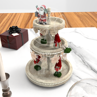 Plateau de service en bois à 3 niveaux pour Noël, support à cupcakes à bord festonné, présentoir à desserts et fruits pour table de Noël