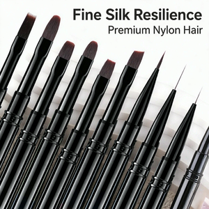 Ensemble professionnel de pinceaux pour nail art : Stylo de construction de gel, stylo de dessin pour liner, pinceau de dégradé, pinceau de nettoyage de poussière et UV - Product Image 3