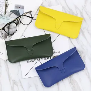 Newest Fashion Cheap Customized Pure Color Eyeglasses Case Eye Glasses Leather Bag