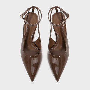 <span class=keywords><strong>Zapatos</strong></span> de tacón alto con punta en pico de <span class=keywords><strong>charol</strong></span> albaricoque caqui para <span class=keywords><strong>mujer</strong></span> para verano 2025 - Product Image 3