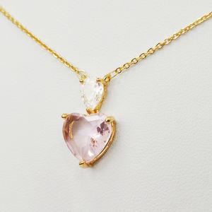 Kalung liontin mode lucu merah muda putih dan zirkon hijau hadiah Hari Valentine untuk pacar romantis cinta hati pesona perhiasan - Product Image 6