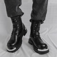 Personnalisation en usine, personnalisation du logo, OEM, ODM, nouvelle collection automne-hiver, bottes pour hommes en similicuir à semelle épaisse