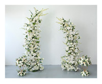 Fleur artificielle en soie blanche faite à la main pour arche de mariage, arche en forme de corne, toile de fond, décoration de mariage