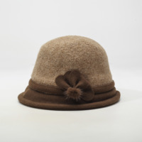Gorro de punto vintage de mezcla de lana para mujer, forrado de vellón térmico para invierno, estilo cloche, con logo personalizado, ajustable, venta al por mayor común