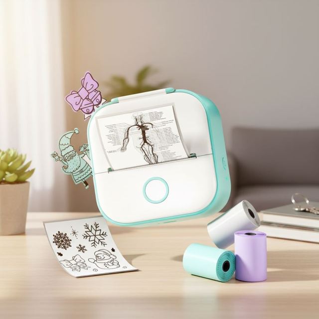 Phomemo T02 Mini Inkless Printer, Portable Pocket Thermal Printer for DIY Stickers Memos & Labels Blue-tooth Travel Sticker Maker