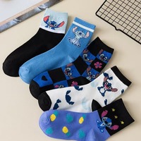 Nouvelles chaussettes de sport en coton mignonnes et amusantes de haute qualité avec logo personnalisé, motif de dessin animé Stitch