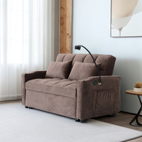 Sofá Cama Plegable de Terciopelo, Sofá Convertible de 2 Plazas para Dormitorio o Sala de Estar