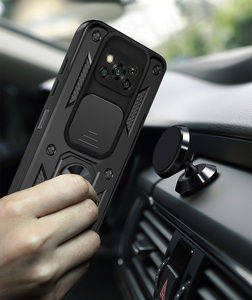 Hot Chất Lượng Tốt PC + TPU Cover Quay Lại Trường Hợp Đối Với Xiaomi POCO X3 Với Vòng Chân Đế Và Trượt Máy Ảnh Bìa, Và Từ Sắt - Product Image 3